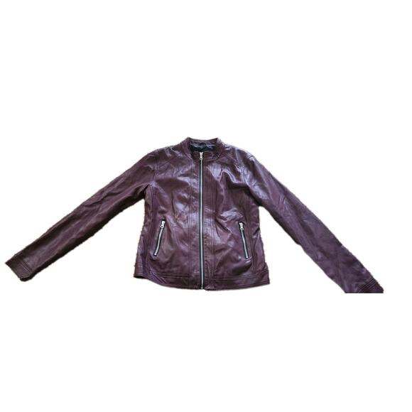 Me Jane Burgundy Faux Leather Jacket Womens Medium - Picture 1 of 8